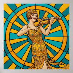 Psychedelisk gitarristaffisch Livfull retro musik  Poster