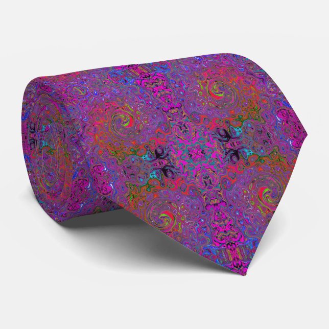 Psychedelisk Groovy Magenta Retro Flytande Virvel Slips (Rullad)