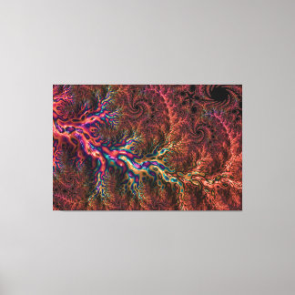 Psychedelisk Groovy Trippig Funky Färgrik Fraktal Canvastryck