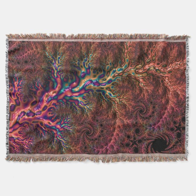 Psychedelisk Groovy Trippig Funky Färgrik Fraktal Filt (Framsidan)