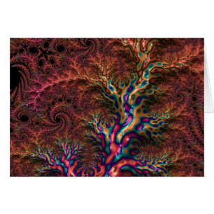 Psychedelisk Groovy Trippig Funky Färgrik Fraktal Hälsningskort