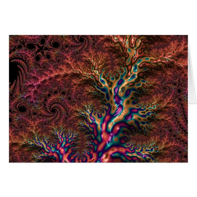 Psychedelisk Groovy Trippig Funky Färgrik Fraktal Hälsningskort (Framsidan Horizontal)