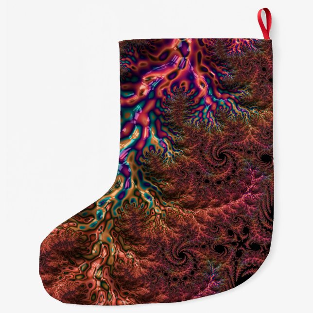 Psychedelisk Groovy Trippig Funky Färgrik Fraktal Stor Julstrumpa (Baksidan)
