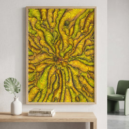 Psychedelisk gul organisk illusion maximalist poster