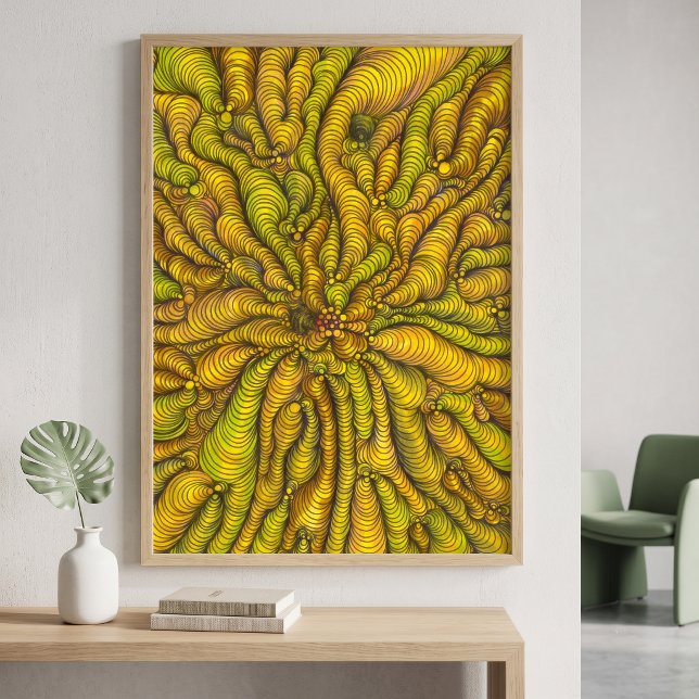 Psychedelisk gul organisk illusion maximalist poster (Skapare uppladdad)