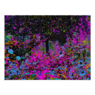Psychedelisk het rosa och svart trädgårdssoluppgån fototryck