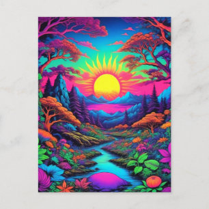 Psychedelisk Hippie Art Postkort Vykort