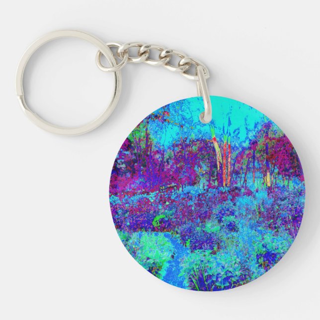 Psychedelisk Impressionistisk Blå Trädgårdslandska (Framsidan)