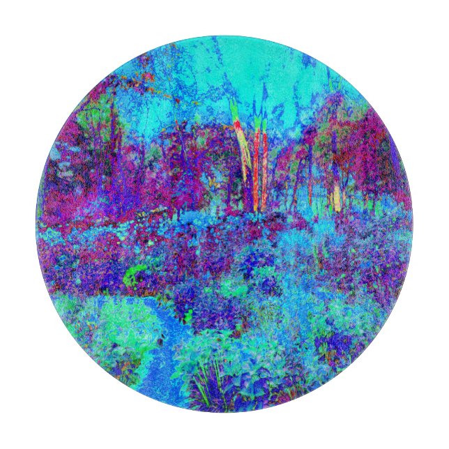 Psychedelisk Impressionistisk Blå Trädgårdslandska (Framsidan)