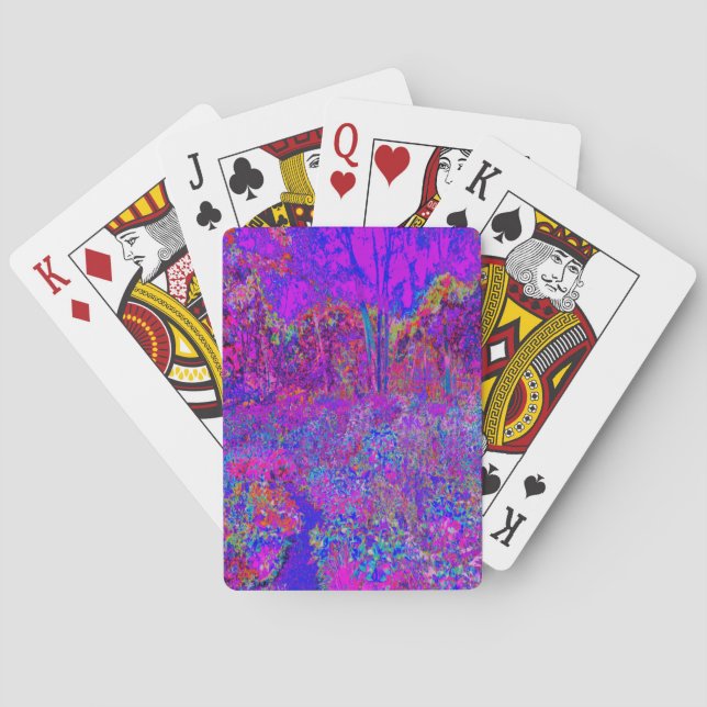 Psychedelisk Impressionistisk Lila Landskap Casinokort (Baksidan)