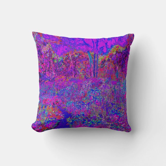 Psychedelisk Impressionistisk Lila Landskap Kudde (Framsida)