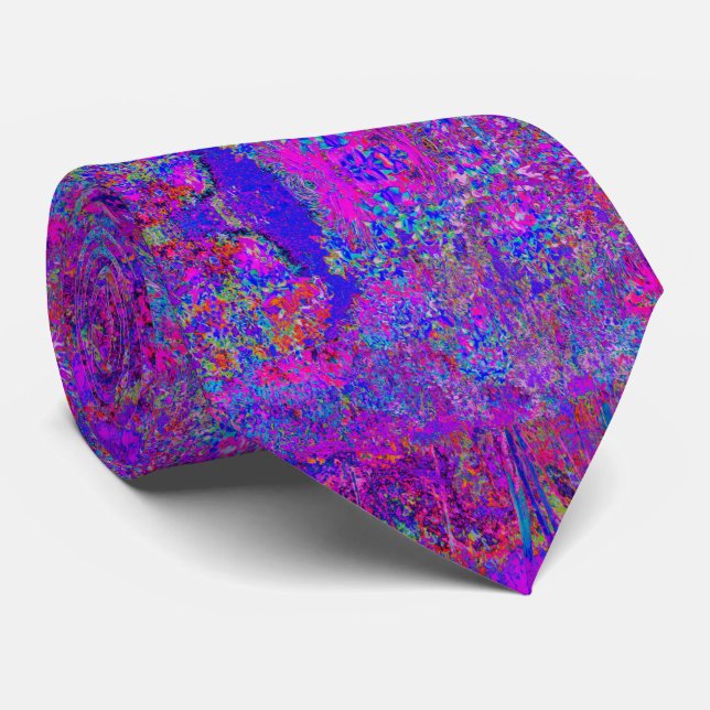Psychedelisk Impressionistisk Lila Landskap Slips (Rullad)