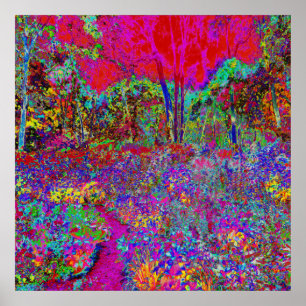 Psychedelisk Impressionistisk Trädgårdslandskap Poster