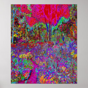 Psychedelisk Impressionistisk Trädgårdslandskap Poster