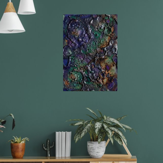Psychedelisk Juvelbesatt Mosaik Abstrakt Affisch | (Vardagsrum 1)