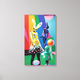 Psychedelisk kanin värld canvastryck