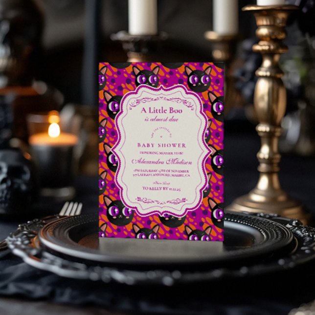 Psychedelisk katt Halloween baby shower Inbjudningar (Skapare uppladdad)