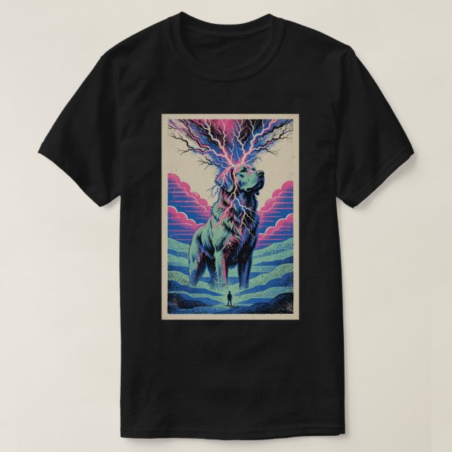 Psychedelisk Kosmisk Andlig Hund T-Shirt (Design framsida)