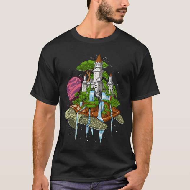 Psychedelisk Kosmisk Sköldpadda T Shirt (Framsida)
