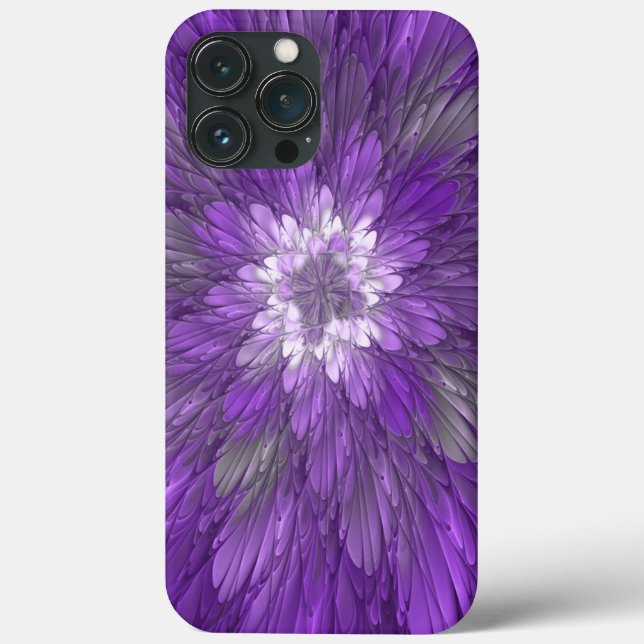 Psychedelisk lila blomma abstrakt fraktal konst (Baksida)