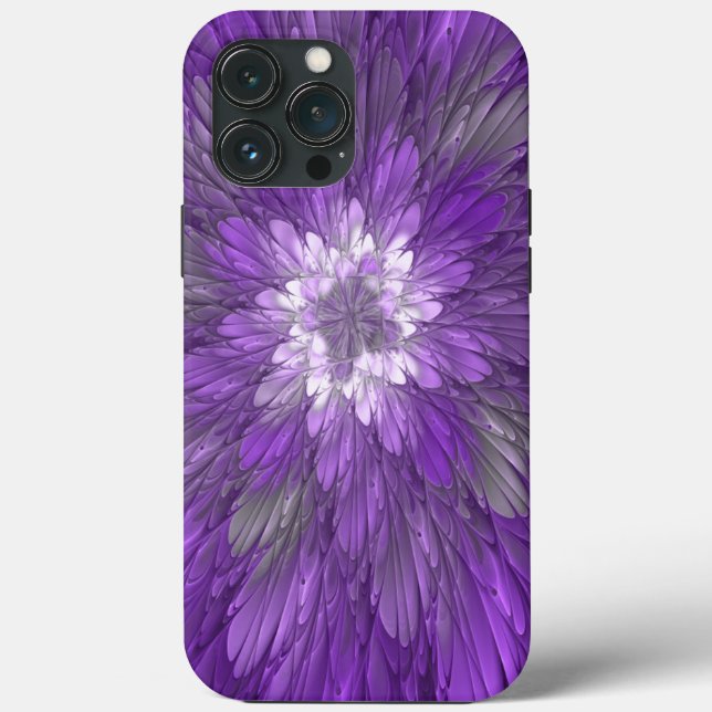Psychedelisk lila blomma abstrakt fraktal konst (Baksida)