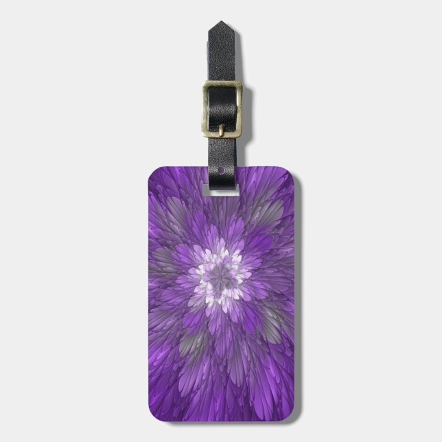 Psychedelisk lila blomma abstrakt fraktal konst bagagebricka (Vertikal Framsida)