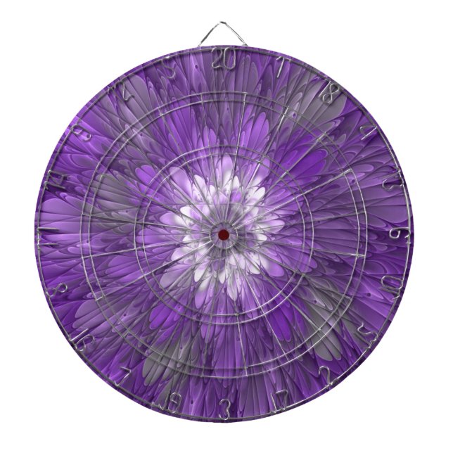 Psychedelisk lila blomma Abstrakt fraktal konst Darttavla (Framsidan)