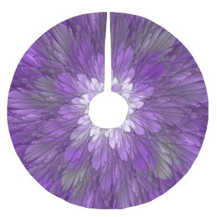 Psychedelisk lila blomma abstrakt fraktal konst julgransmatta borstad polyester