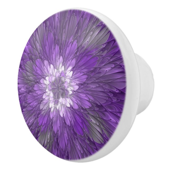 Psychedelisk lila blomma abstrakt fraktal konst knopp (Höger)