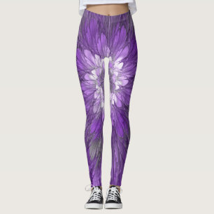 Psychedelisk lila blomma Abstrakt fraktal konst Leggings
