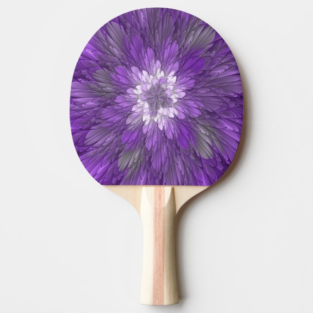 Psychedelisk lila blomma abstrakt fraktal konst pingisracket (Framsidan)