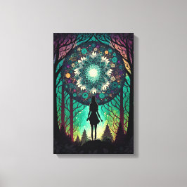 Psychedelisk Mandala Skog Canvastryck | Boho Konst