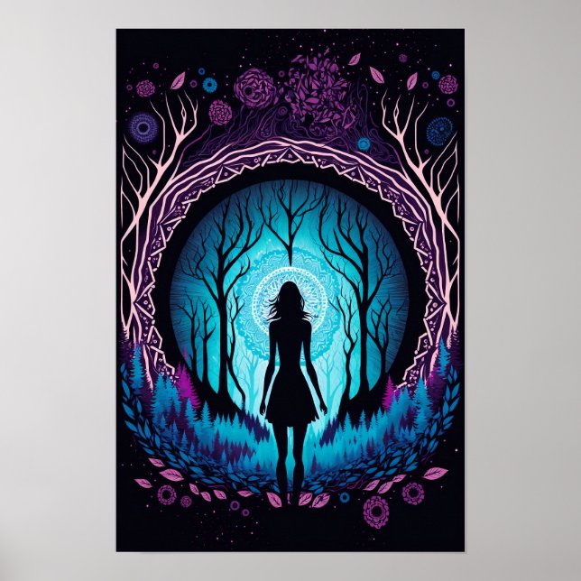 Psychedelisk Mandala Skog Poster | Trippig 2 (Framsidan)