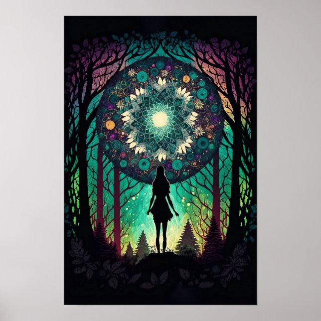 Psychedelisk Mandala Skogsaffisch | Trippig 1 Poster (Framsidan)