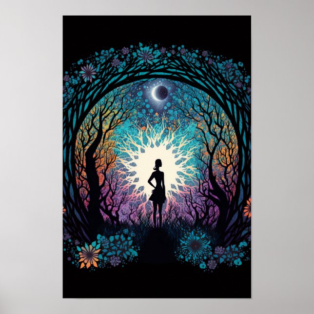 Psychedelisk Mandala Skogsaffisch | Trippig 4 Poster (Framsidan)