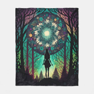 Psychedelisk Mandala Skogsfilta | Boho Art Fleecefilt