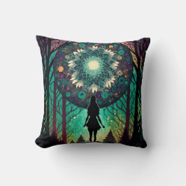 Psychedelisk Mandala Skogskudde | Boho Art Kudde