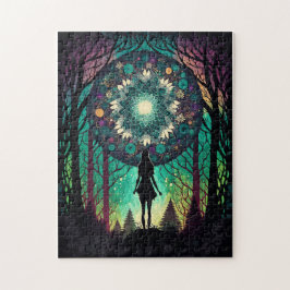 Psychedelisk Mandala Skogspussel | Boho Konst Pussel