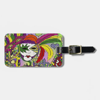 Psychedelisk Mardi Gras fjädermask Bagagebricka