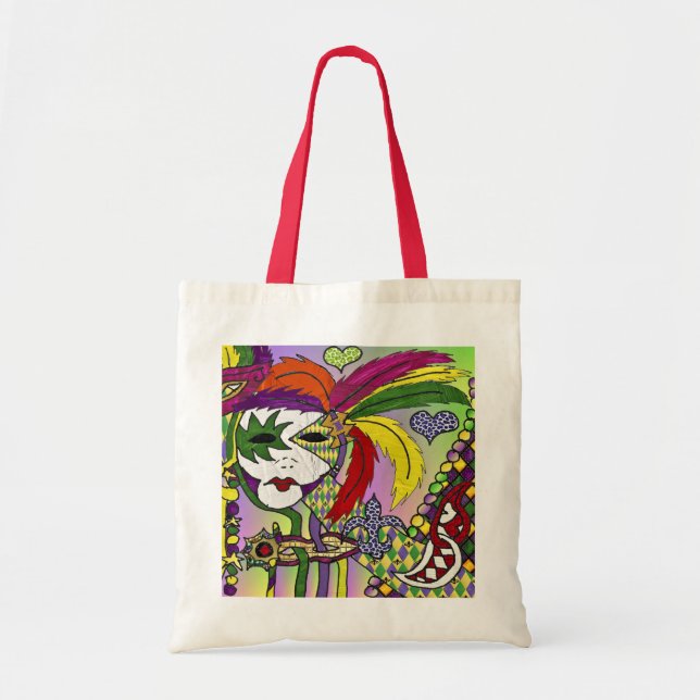 Psychedelisk Mardi Gras fjädermask Tygkasse (Framsidan)