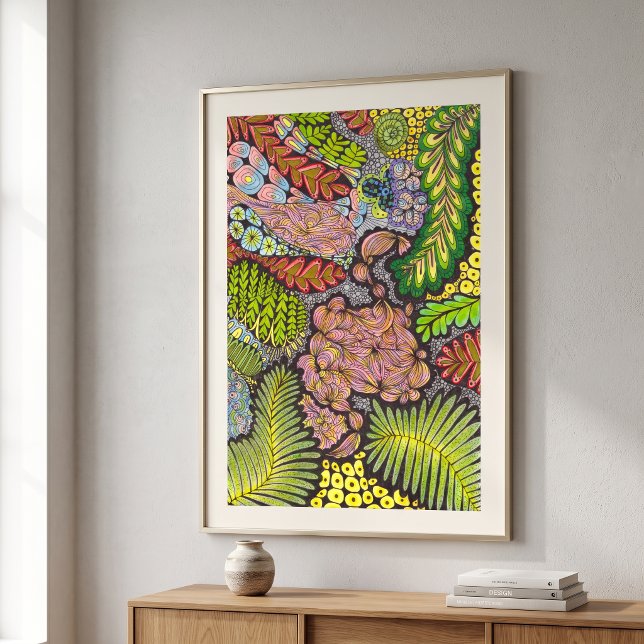 Psychedelisk Maximalist Boho Abstrakt Botanisk Poster (Skapare uppladdad)