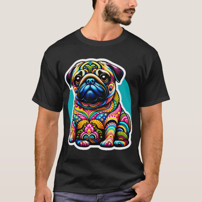 Psychedelisk Mops Storhet: En Livfull Tapet av Can T Shirt (Framsida)