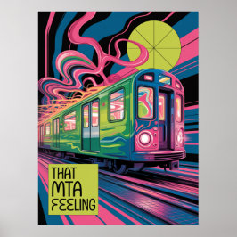 Psychedelisk MTA-tåg Konststil NYC:s tunnelbana Poster