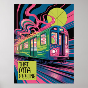 Psychedelisk MTA-tåg Konststil NYC:s tunnelbana Poster