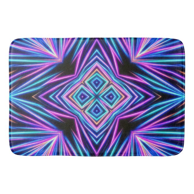 Psychedelisk neon abstrakt explosion badrumsmatta (Framsidan)