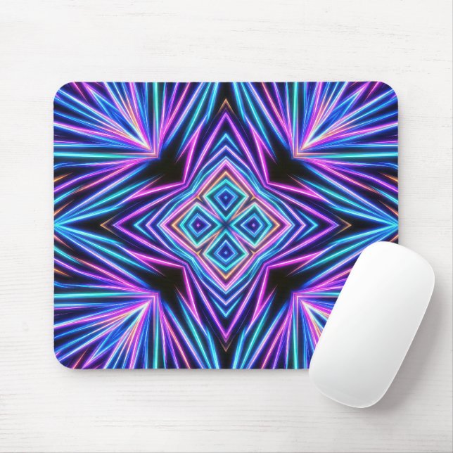 Psychedelisk Neon Abstrakt Explosion Musmatta (Med mus)