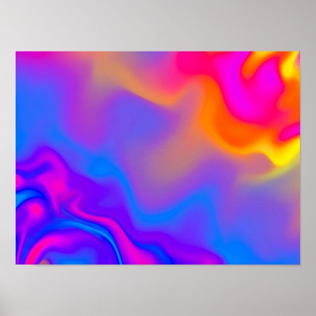 Psychedelisk neon flytande färgfältposter poster (Framsidan)