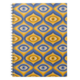 Psychedelisk ögonmönster indigo blå gul anteckningsbok
