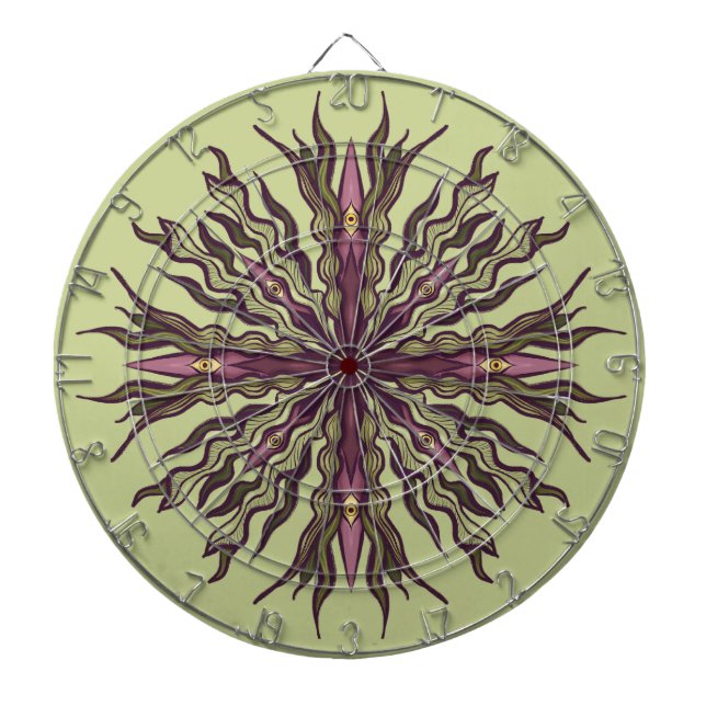 Psychedelisk Ögonväxt - Surreal Botanisk Mandala Darttavla (Framsidan)