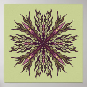 Psychedelisk Ögonväxt - Surreal Botanisk Mandala Poster